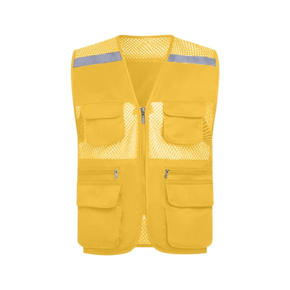 YUGYXL Women's Fishing Vest Casual Lightweight Outdoor Utility Work Travel Cargo Vest with Pockets Yellow XXXXL