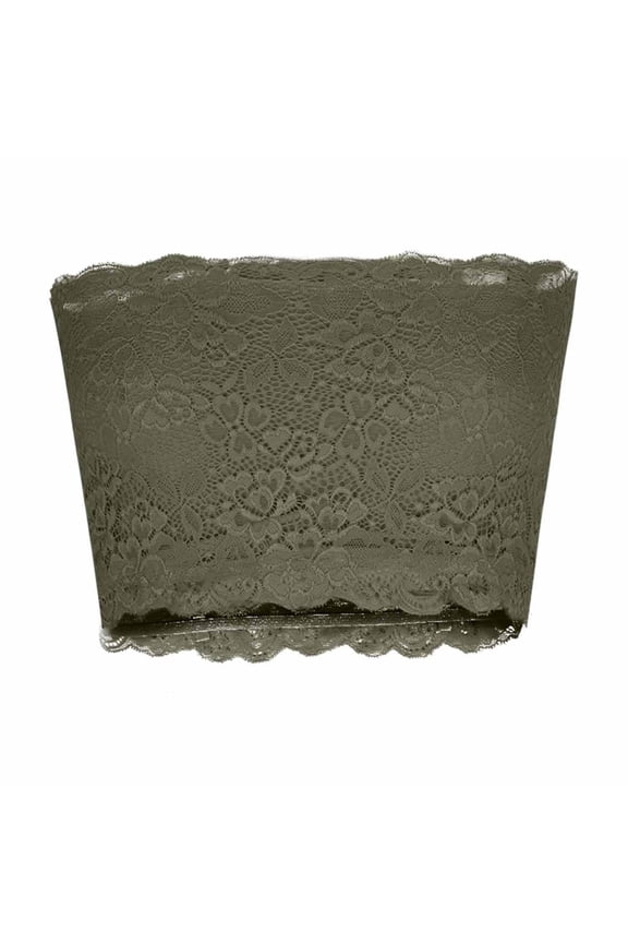 Women's Floral Lace Tube Top Bandeau Strapless Bras Seamless Stretchy Chest Wrap Wireless Strapless Lace Bralette Army Green