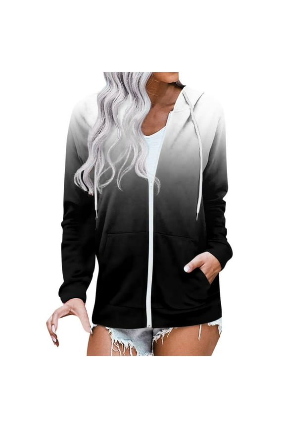 Women's Full-zip Hoodie Casual Tie-Dye Hooded Jacket Plus Size Drawstring Sweatshirt Fall Trendy Lightweight Outwear Gift for Wife