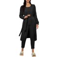 thumbnail image 1 of YUGYXL Women's Fuzzy 3 Piece Pjs Set Loungewear Open Front Cardigan and Crop Tank Tops with Pants Soft Lounge Sets Black L, 1 of 8