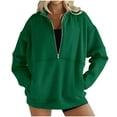 thumbnail image 1 of YUGYXL Women's Half Zipper Pullover Long Sleeve Sweatshirt with Pockets Casual Collared Blouse Tops Green S, 1 of 8