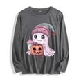 thumbnail image 1 of YUGYXL Women's Halloween Sweatshirts Pumpkin Ghost Graphic Long Sleeve Casual Crewneck Pullover Tunic Tops Gray XXL, 1 of 7