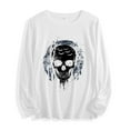 thumbnail image 1 of YUGYXL Women's Halloween Sweatshirts Skull Graphic T Shirts Long Sleeve Pullover Tops Gothic Fall Clothes White M, 1 of 7