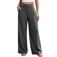 thumbnail image 1 of YUGYXL Women's High Waisted Wide Leg Dressy Pants Business Work Trousers, Flat Front Waist, Side Pockets Gray Pants, 1 of 6
