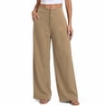 thumbnail image 1 of YUGYXL Women's High Waisted Wide Leg Dressy Pants Business Work Trousers, Flat Front Waist, Side Pockets Khaki Pants, 1 of 6