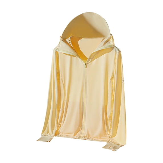 YUGYXL Women's Jacket Ice Silk Full Zip UPF 50+ UV Sun Protection Lightweight Long Sleeve Hoodie Sun Shirt Trendy XL Yellow