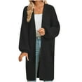 thumbnail image 1 of YUGYXL Women's Knit Crochet Cardigan Plus Size Long Sleeve Open Front Knitwear Loose Fit Knee length Sweaters Trendy Textured Knitwears Lightning Of The Day, 1 of 6