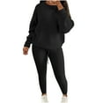 thumbnail image 1 of YUGYXL Women's Knitted Outfits 2 Pieces Sweatsuit Crewneck Long Sleeve Pullover Sweater Top and Drawstring Legging Yoga Pants Set Black M, 1 of 6