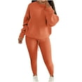 thumbnail image 1 of YUGYXL Women's Knitted Outfits 2 Pieces Sweatsuit Crewneck Long Sleeve Pullover Sweater Top and Drawstring Legging Yoga Pants Set Orange L, 1 of 6