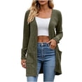 thumbnail image 1 of YUGYXL Women's Long Cardigan Sweaters, Open Front with Side Pockets | Ribbed Fabric, Soft Layering Cardigan For Women Army Green Cardigans, 1 of 5