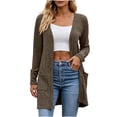 thumbnail image 1 of YUGYXL Women's Long Cardigan Sweaters, Open Front with Side Pockets | Ribbed Fabric, Soft Layering Cardigan For Women Brown Cardigans, 1 of 5