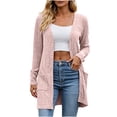 thumbnail image 1 of YUGYXL Women's Long Cardigan Sweaters, Open Front with Side Pockets | Ribbed Fabric, Soft Layering Cardigan For Women Pink Cardigans, 1 of 5