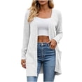 thumbnail image 1 of YUGYXL Women's Long Cardigan Sweaters, Open Front with Side Pockets | Ribbed Fabric, Soft Layering Cardigan For Women White Cardigans, 1 of 5