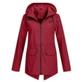 thumbnail image 1 of YUGYXL Women's Long Raincoat with Hood Outdoor Lightweight Windbreaker Rain Jacket Waterproof Red L, 1 of 1