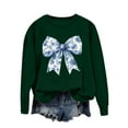 thumbnail image 1 of YUGYXL Women's Long Sleeve Pullover Bow Print Clothes Drop Shoulders Crew Neck Comfy Blouses Green XXL, 1 of 5