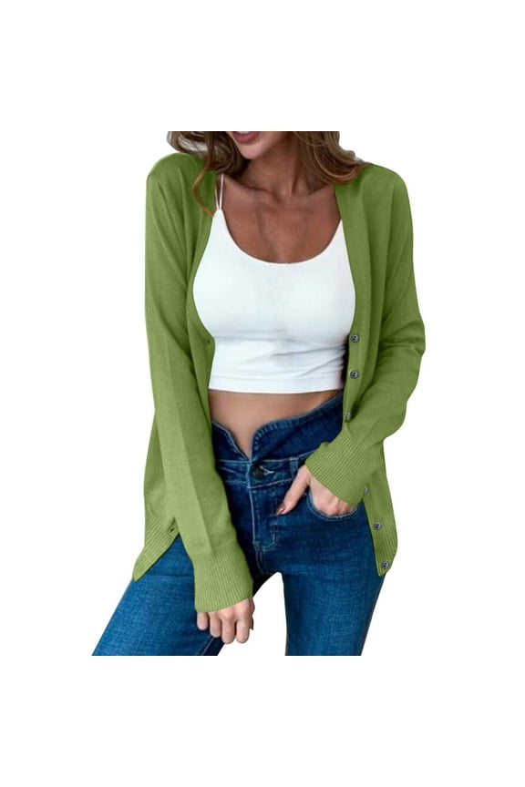 Women's Long Sleeve Thin Lightweight Cardigan Sweaters for Women Dressy Summer Spring Fall Cardigan Army Green XXXL