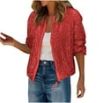 thumbnail image 1 of YUGYXL Women's Loose-Fitting Long-Sleeve Casual Blazer with Sequins in Business Casual Style Red L, 1 of 7