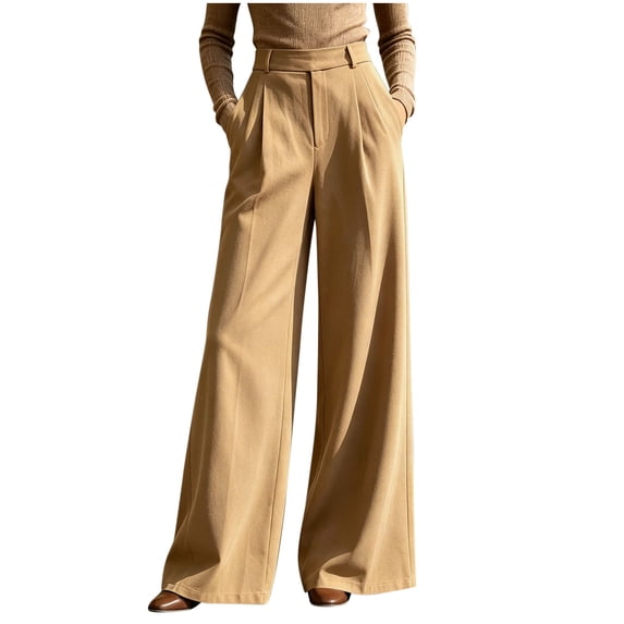 YUGYXL Women's Loose Spring Summer High-Waisted Wide-Leg Pants Casual Trousers Business Womens Suits Straight Pants Khaki Pants L