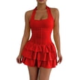 thumbnail image 1 of YUGYXL Women's Mini Dress Ruffle Short Party Wear Goinng Out Night Club Outfits Summer Dresses for Women Red XS, 1 of 6