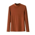 thumbnail image 1 of YUGYXL Women's Mock Neck Long Sleeve Cotton Thermal Tops Slim Fit Lightweight Thin Basics Layer Soft Comfy Basic Tshirt Tee Orange XXL, 1 of 3