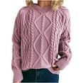 thumbnail image 1 of YUGYXL Women's Oversized Cable Knit Turtleneck Sweaters Fall Long Sleeve Loose Fit Chunky Warm Jumper Tops Winter Pullover Purple S, 1 of 6