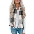 thumbnail image 1 of YUGYXL Women's Plaid Outerwear Vests Tops Zip Up Collared Sleeveless Jacket with Pockects A Black XXL, 1 of 8