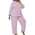thumbnail image 1 of YUGYXL Women's Plus Size Fuzzy Fleece Pajama Sets Warm Winter Pullover Hoodies with Plush Pants Pjs Lounge Sleepwear Purple XXXXXL, 1 of 9