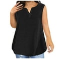 thumbnail image 1 of YUGYXL Women's Plus Size Sleeveless Tshirt Summer Ribbed Strappy V Neck Blouse Loose Fit Flowy Tank Tops Black,XL, 1 of 4