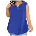 thumbnail image 1 of YUGYXL Women's Plus Size Sleeveless Tshirt Summer Ribbed Strappy V Neck Blouse Loose Fit Flowy Tank Tops Blue,XXXXL, 1 of 4