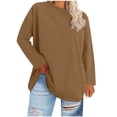 thumbnail image 1 of YUGYXL Women's Plus Size Tops Long Sleeve Crew Neck Oversized T Shirts Loose Casual Tunics Khaki Sweatshirt XXXL, 1 of 5