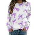 thumbnail image 1 of YUGYXL Women's Print Long Sleeve Sweatshirts Plus Size Loose Comfy Pullover Crew Neck Ladies Tunics Top Purple XL, 1 of 5