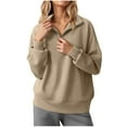 thumbnail image 1 of YUGYXL Women's Quarter Zip Pullover Fleece Fall Oversized Sweatshirts Long Sleeve Casual Lapel Pullover Sweater Winter Clothes Khaki S, 1 of 7