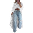 thumbnail image 1 of YUGYXL Women's Round Neck Lace Short Front and Long Back Casual Top Long Sleeve Blouse Women's High-Low Casual Top White M, 1 of 5