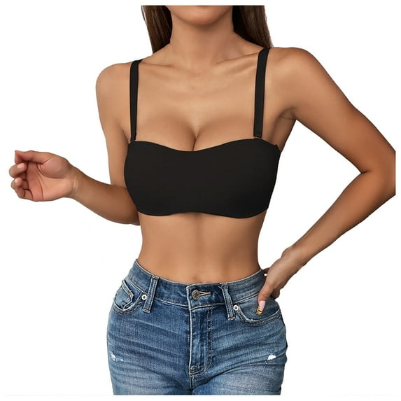 YUGYXL Women's Seamless Wireless T-Shirt Bras Full Coverage No Underwire Comfort Push Up Everyday Bra Black
