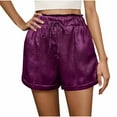 thumbnail image 1 of YUGYXL Women's Sequin Shorts Drawstring Classic Party Shorts Stretch Waist Vacation Shorts with Pockets Purple S, 1 of 8