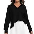 thumbnail image 1 of YUGYXL Women's Side Split Sweatshirt Lounge Solid Color Long Sleeve Clothes V Neck Collared Blouses Black M, 1 of 8