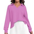 thumbnail image 1 of YUGYXL Women's Side Split Sweatshirt Lounge Solid Color Long Sleeve Clothes V Neck Collared Blouses Pink M, 1 of 8