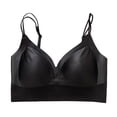 thumbnail image 1 of YUGYXL Women's Silk Soft Cup Wireless Bra Top Full Coverage Spaghetti Straps Bras Push Up Bra with Smooth Satin Black XL, 1 of 3