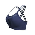 thumbnail image 1 of YUGYXL Women's Sports Bras Criss-Cross Back Padded Strappy Underwear Bras Plus Size Support Yoga Bra Breathable Shockproof Sports Bra Navy XL, 1 of 5