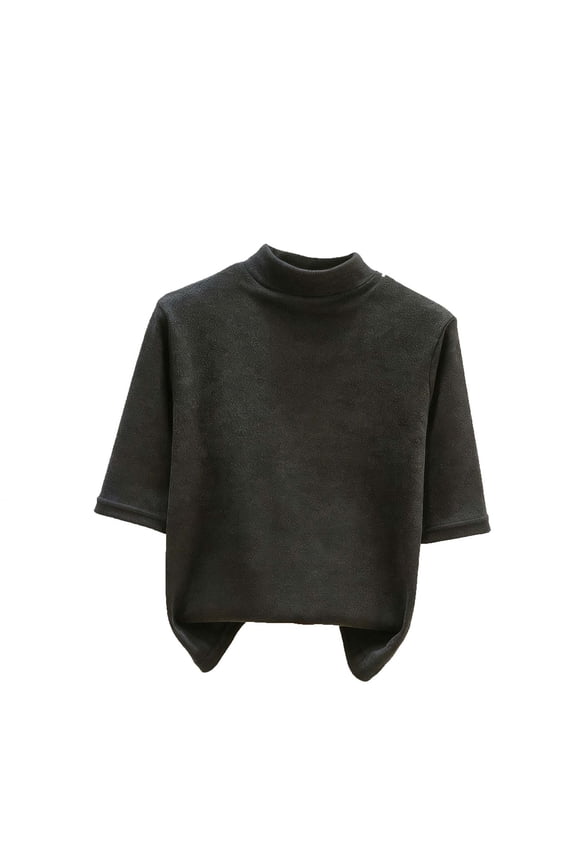 Women's Spring Summer Sweater Trendy 3/4 Sleeve Knit Shirts Casual Loose Crewneck Tops Solid Color Tunics Black XXL