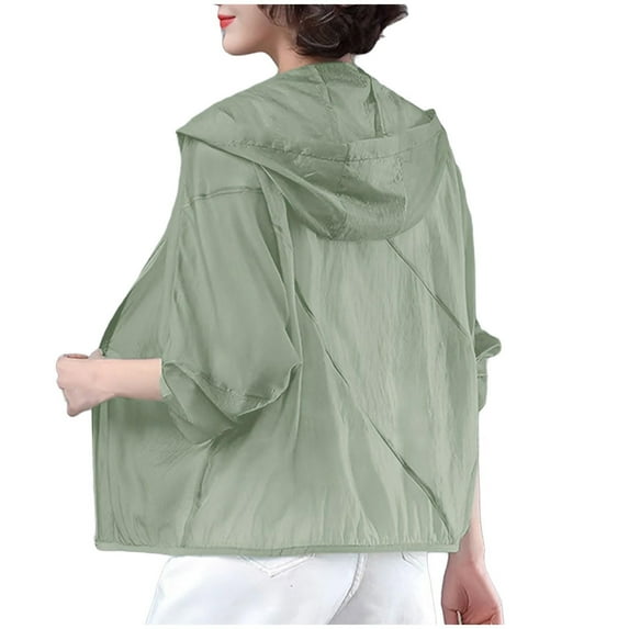 YUGYXL Women's Sun Protection Jacket UPF 50+ Lightweight Long Sleeve UV Shirt Summer SPF Hoodie for Outdoor Fishing Hiking Green XL
