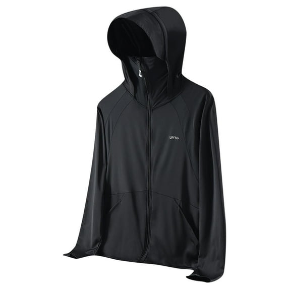 YUGYXL Women's Sun Protective Jacket Full Zip UPF 50+ UV Sun Protection Clothing Lightweight Long Sleeve Hoodie Sun Shirt XXL Black