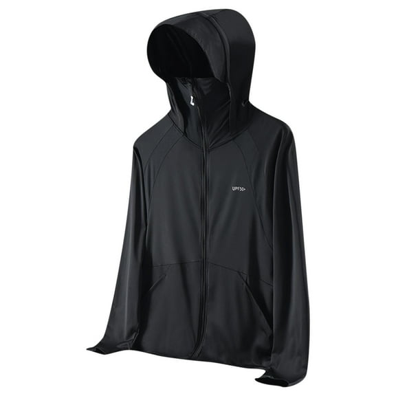 YUGYXL Women's Sun Protective Jacket Full Zip UPF 50+ UV Sun Protection Clothing Lightweight Long Sleeve Hoodie Sun Shirt XXL Black