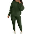 thumbnail image 1 of YUGYXL Women's Sweater Set 2 Piece Outfits Long Sleeve Knit Crew Neck Pullover Top Drawstring Pants Yoga Leggings Loungewear Green L, 1 of 6