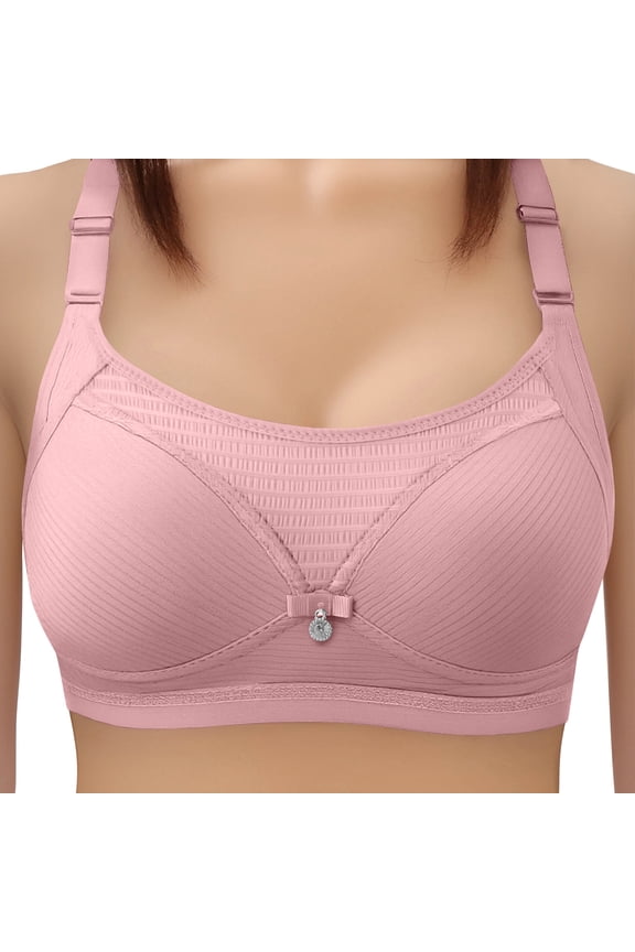 Women's T Shirt Bras Comfort No Underwire Bra Full Coverage Everyday Bras Full Support Bralette Soft Lounge Bras Pink XXL