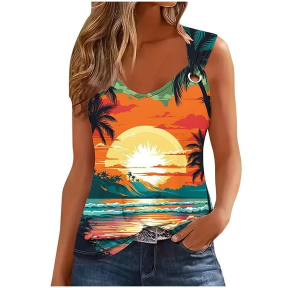 YUGYXL Women's Tank Top Pack Stretch Cotton Scoop Neck Ribbed Sleeveless T Shirt Multicolor,M