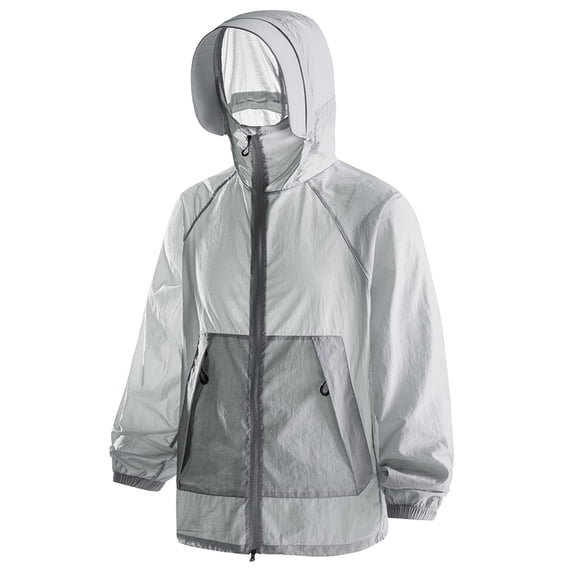 YUGYXL Women's UPF 50+ Sun Protection Jacket Hooded Cooling Shirt Athletic Jacket for Women with Pocket S Gray