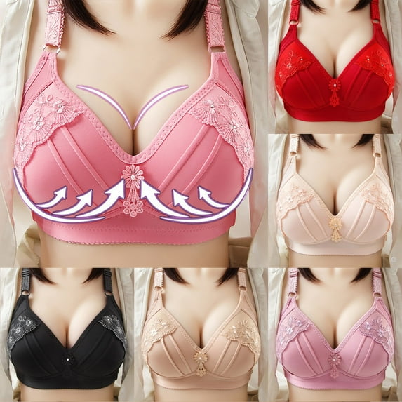 YUGYXL Women's Underwire Push Up Bra Support Bra Seamless Full Coverage Sports Bra Gift for Wife Red,XL