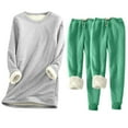 thumbnail image 1 of YUGYXL Women's Warm Pajama Sets Plus Size Fleece Lined Long Sleeve Crewneck Sweatshirt Pullover and Pants Loungewear Sets Winter Clothes Gray S, 1 of 2