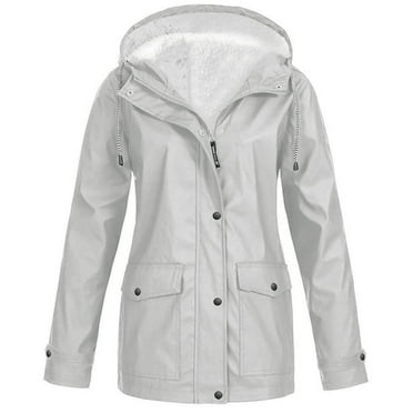 YUGYXL Women's Windbreaker Waterproof Mountain Cycling Outdoor Coat with Hoodie Slim Fit Plus Size Drawstring Windproof Raincoat Today Clearance Gray,XL
